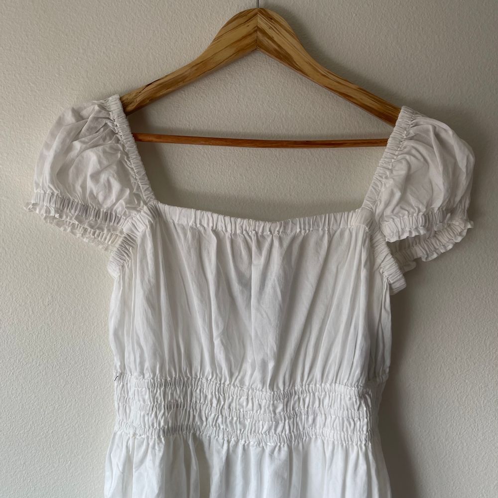 French Connection A-Line Gathered‎ White Cotton Mini Dress NWT - Picture 4 of 8